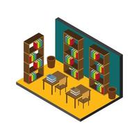 isometrische bibliotheekkamer vector