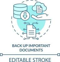 terug omhoog belangrijk documenten turkoois concept icoon. overstroming voorzorg meten abstract idee dun lijn illustratie. geïsoleerd schets tekening. bewerkbare beroerte vector