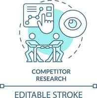 concurrent Onderzoek turkoois concept icoon. seo testen. inhoud ontwerp analytics abstract idee dun lijn illustratie. geïsoleerd schets tekening. bewerkbare beroerte vector