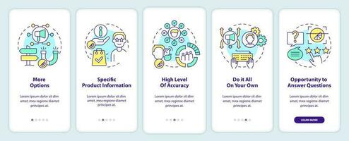 voors van direct afzet onboarding mobiel app scherm. voordelen walkthrough 5 stappen bewerkbare grafisch instructies met lineair concepten. ui, ux, gui sjabloon vector