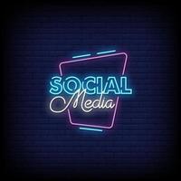 sociale media neonreclame stijl tekst vector