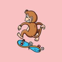 aap spelen skateboard tekenfilm vector