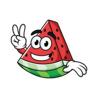tekenfilm watermeloen uitdrukking nemen een afbeelding in wit achtergrond vector