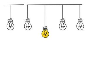 illustratie van hangende licht bollen. idee concept. vector illustratie.