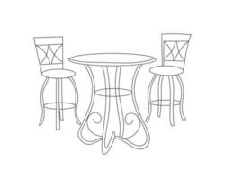 houten restaurant stoelen met tafel reeks in modern interieur met wit achtergrond vector