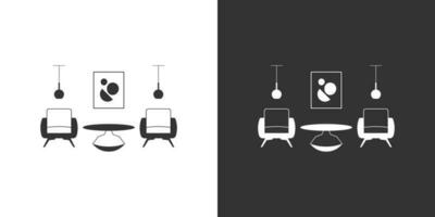 hal interieur. vector vlak icoon. meubilair icoon. zwart en wit