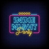 indie night party neonreclames stijl tekst vector