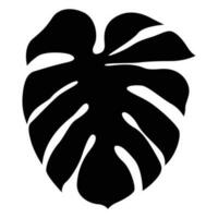 tropisch oerwoud monstera blad in gemakkelijk zwart vector