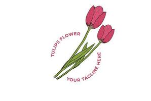 vers schoonheid geurig paars tulpen bloem Afdeling logo icoon illustratie vector