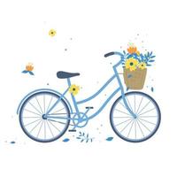 hand getrokken fiets of fiets dragende manden met bloemen en planten geïsoleerd op een witte achtergrond vector