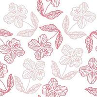 hibiscus bloem patroon. hand- getrokken naadloos bloemen patroon vector