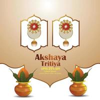 akshaya tritiya gouden muntenpot met gouden oorbellen vector