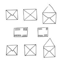 hand getrokken mail post brief envelop doodle elementen mail en post pictogram in schets stijl vector