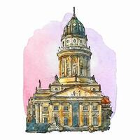 gendarmenmarkt berlijn waterverf hand- getrokken illustratie geïsoleerd Aan wit achtergrond vector