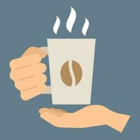 hand- Holding kop van koffie, geïsoleerd achtergrond. vector