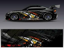 auto wrap ontwerp vector. grafische abstracte streep racen achtergrond kit ontwerpen voor wrap voertuig race auto rally avontuur en livery vector