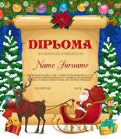 kinderen Kerstmis diploma of certificaat sjabloon vector