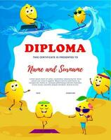 kinderen diploma, citroen tekens Aan strand vakantie vector
