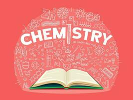 chemie leerboek, school- wetenschap formules bord vector