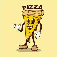 pizza mascotte vector kunst, illustratie, icoon en grafisch