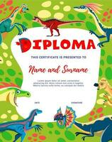 kinderen diploma tekenfilm dinosaurus tekens kader vector