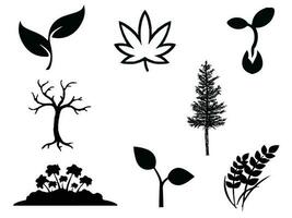 blad en boom zwart Aan wit achtergrond silhouet vector kunst illustratie ontwerp