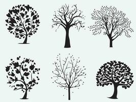 dood en droog boom silhouetten verzameling reeks illustratie vector kunst ontwerp