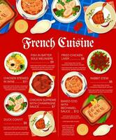 Frans keuken restaurant menu vector bladzijde