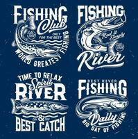 rivier- visvangst vangst t-shirt afdrukken vector sjabloon