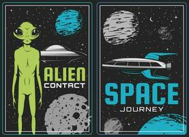 retro posters met buitenaards wezen en ufo vector kaarten