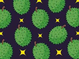 groen durian fruit patroon vector illustratie geïsoleerd Aan donker blauw horizontaal achtergrond sjabloon. gemakkelijk vlak fabriek voedsel tekening met tekenfilm kunst stijl.