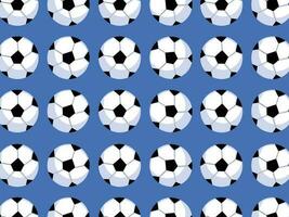 voetbal ballen patroon vector illustratie geïsoleerd Aan horizontaal blauw achtergrond. gemakkelijk vlak sport- themed tekening.