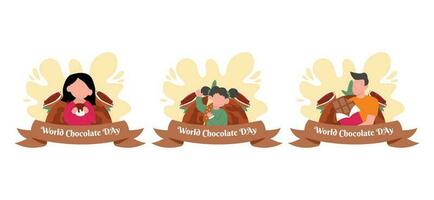 vlak bundel wereld chocola dag ontwerp illustratie vector