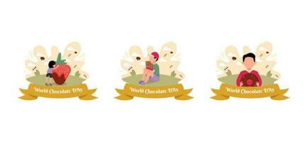 wereld chocola dag vlak bundel ontwerp illustratie vector