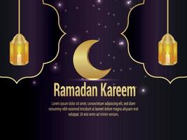 ramadan kareem islamitisch festival met creatieve gouden lantaarn en maan op creatieve achtergrond vector