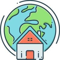 kleur icoon voor globaal echt landgoed vector