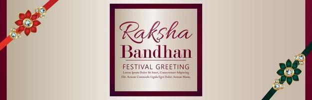 gelukkige raksha bandhan Indiase festivalbanner of koptekst met realistische rakhi vector