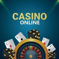 casino online gokspel met creatieve illustratie van roulettewiel en speelkaarten vector