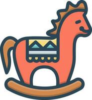 kleur icoon voor houten paard vector