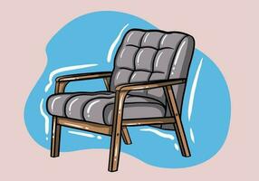 leven kamer meubilair concept. sticker met klassiek fauteuil met gewatteerd armleuningen en stoel vector
