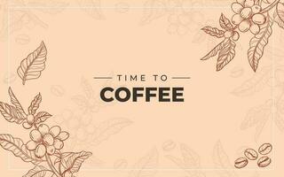 koffie achtergrond sjabloon met hand getekend stijl vector
