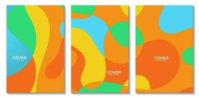 reeks van flyers met abstract zomer kleurrijk achtergrond illustratie vector