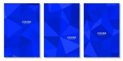 een reeks van flyers met blauw meetkundig achtergrond ontwerp met driehoeken vorm geven aan. vector