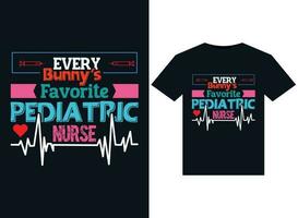 elke konijntje favoriete pediatrisch verpleegster illustraties voor drukklare t-shirts ontwerp vector