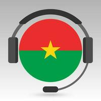 Burkina faso vlag met koptelefoon, ondersteuning teken. vector illustratie.