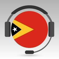 oosten- Timor vlag met koptelefoon, ondersteuning teken. vector illustratie.