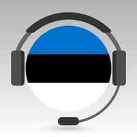 Estland vlag met koptelefoon, ondersteuning teken. vector illustratie.