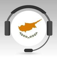 Cyprus vlag met koptelefoon, ondersteuning teken. vector illustratie.