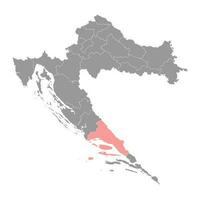 spleet Dalmatië provincie kaart, onderverdelingen van Kroatië. vector illustratie.