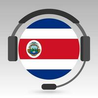 costa rica vlag met koptelefoon, ondersteuning teken. vector illustratie.